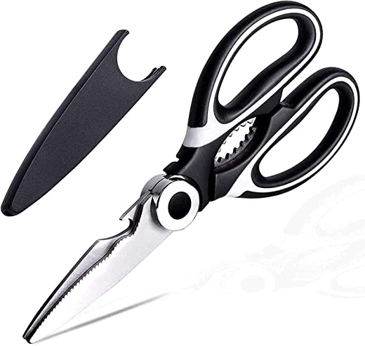 Kitchen Shears Multi Purpose Strong Stainless Steel Kitchen Utility Scissors with Cover Poulry,Fish, Meat, Vegetables Herbs, Bones, Dishwasher Safe…