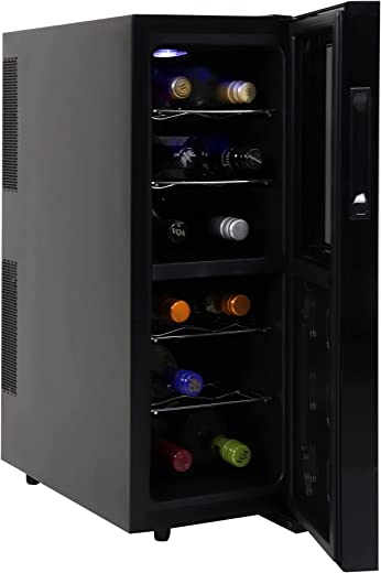 Koolatron Urban Series 12 Bottle Dual Zone Wine Cooler, Black, Thermoelectric Wine Fridge, Freestanding Wine Cellar, Red, White, Sparkling Wine…