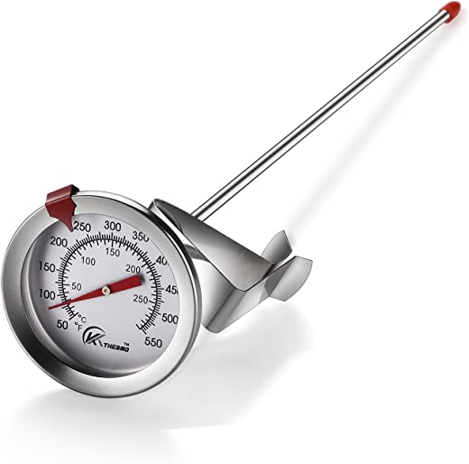 KT THERMO Candy/Deep Fry Thermometer with Instant Read,Dial Thermometer,12″ Stainless Steel Stem Meat Cooking Thermometer,Best for Turkey,BBQ,Grill