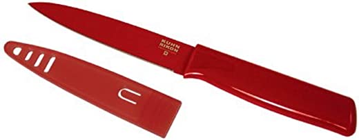 Kuhn Rikon Colori Utility Knife with Safety Sheath, 5 inch/12.70 cm Blade, Red