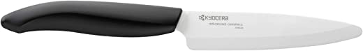 Kyocera Advanced Ceramic Revolution Series 4.5-inch Utility Knife, Black Handle, White Blade – FK-110 WH