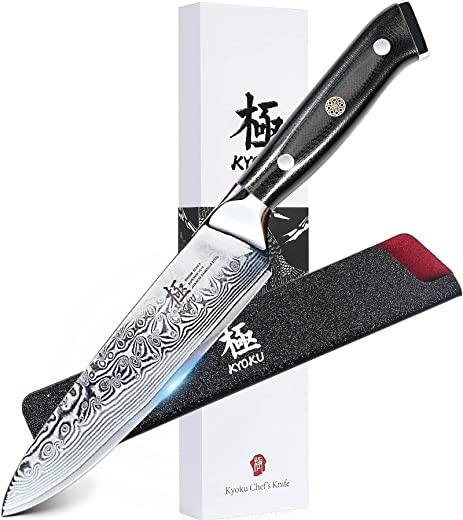 KYOKU Chef Utility Knife – 6″ – Shogun Series – Japanese VG10 Steel Core Forged Damascus Blade – with Sheath & Case