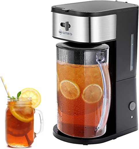 LITIFO Iced Tea Maker and Iced Coffee Maker Brewing System with 2-quart Pitcher, sliding strength selector for Taste Customization, Stainless Steel…