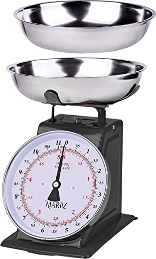 MARLIZ Kitchen Scale 11Lb/5Kg with 2 Bowls |Mechanical dial Scale| Vintage Kitchen Scale| Pesa para alimentos| bascula de cocina|Black Kitchen…