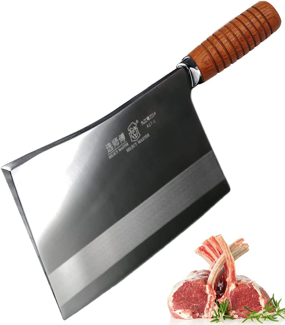 Meat Cleaver – Professional Chinese Chef Knife – Heavy Duty Bone Chopper Kitchen Knife – Super Thick Blade – for Home & Restaurant from SELECT MASTER