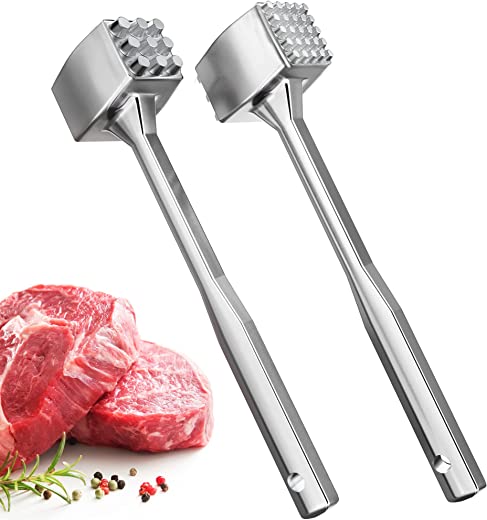 Meat Tenderizer Aluminium Meat Mallet – Dual-Sided Meat Tenderizer Tool Kitchen Meat Pounder- Home Meat Hammer for Tenderizing Ice Steak -…