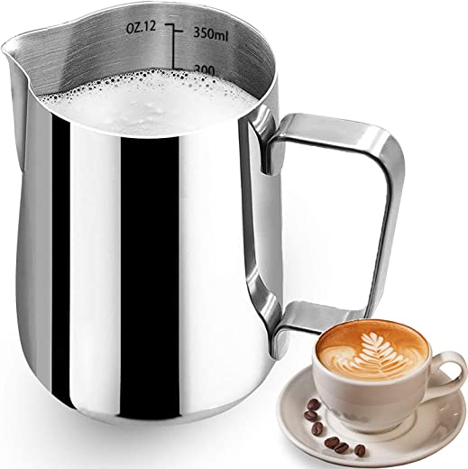 Milk Frothing Pitcher, Stainless Steel Art Creamer Cup The Best Milk Frother Steamer Cup Stainless Steel Coffee Milk Frothing Cup,Coffee Steaming…