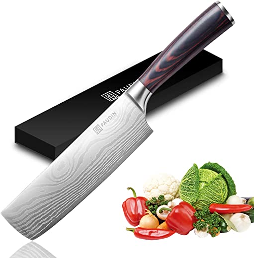 Nakiri Knife – PAUDIN Razor Sharp Meat Cleaver 7 inch High Carbon German Stainless Steel Vegetable Kitchen Knife, Multipurpose Asian Chef Knife for…