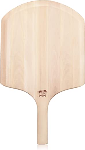 New Star Foodservice 50295 Restaurant-Grade Wooden Pizza Peel, 16″ L x 14″ W Plate, with 10″ L Wooden Handle, 24″ Overall Length