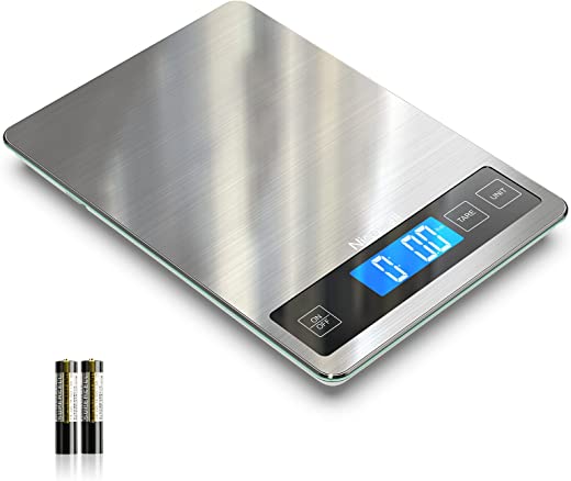 Nicewell Food Scale, 22lb Digital Kitchen Scale Weight Grams and oz for Cooking Baking, 1g/0.1oz Precise Graduation, Stainless Steel and Tempered…