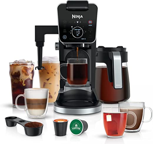 Ninja CFP301 DualBrew Pro System 12-Cup Coffee Maker, Single-Serve for Grounds & K-Cup Pod Compatible, 4 Brew Styles, Frother, 60-oz. Water…