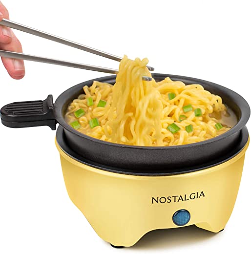 Nostalgia MSK5YW MyMini Personal Electric Skillet & Rapid Noodle Maker Perfect For Healthy Keto & Low-Carb Diets, Cauliflower Rice, Ramen, Pasta,…