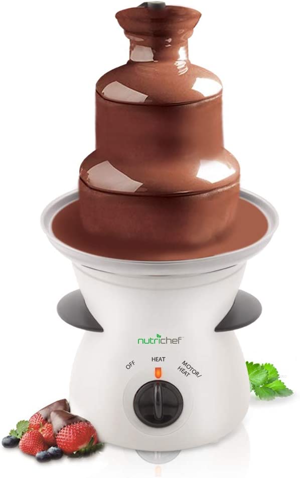 Nutrichef 3 Tier Fondue Fountain-Electric Stainless Choco Dipping Warmer Machine, Keep Warm-for Melted Chocolate, Candy, Butter, Cheese, Caramel,…