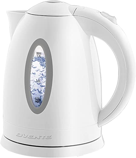 Ovente Electric Hot Water Kettle 1.7 Liter with LED Light, 1100 Watt BPA-Free Portable Tea Maker Fast Heating Element with Auto Shut-Off and Boil…