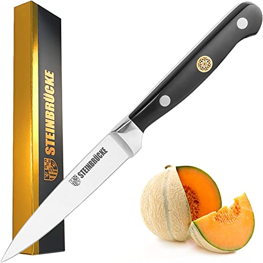 Paring Knife 4 inch – Small Kitchen Knife Forged from German Stainless Steel 5Cr15Mov (HRC58), Full Tang, Sharp Paring Knife for Cutting, Peeling,…
