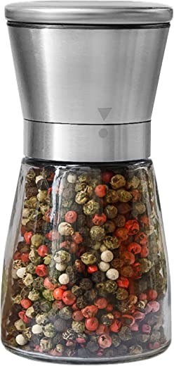 Pepper Grinder or Salt Shaker for Professional Chef – Best Spice Mill with Brushed Stainless Steel, Special Mark, Ceramic Blades and Adjustable…