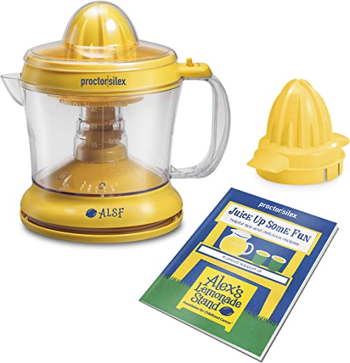 Proctor Silex Alex’s Lemonade Stand Citrus Juicer Machine and Squeezer (66331), 34 Oz, Yellow