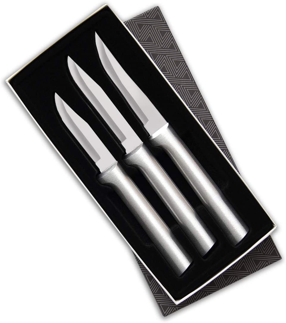 Rada Cutlery – S01 Rada Cutlery Paring Knife Set 3 Knives with Stainless Steel Blades and Brushed Aluminum Made in The USA, 7 1/8″, 6 3/4″, 6 1/8″,…