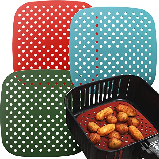Reusable Silicone Air Fryer Liners by Linda’s Essentials (3 Pack) – Non Stick Easy Clean Air Fryer Liners Reusable Mats Air Fryer Accessories…