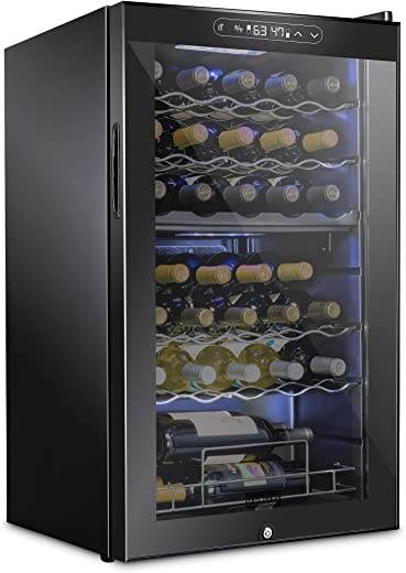 SCHMECKE 33 Bottle Dual Zone Wine Cooler Refrigerator w/Lock | Large Freestanding Wine Cellar | 41f-64f Digital Temperature Control Wine Fridge For…