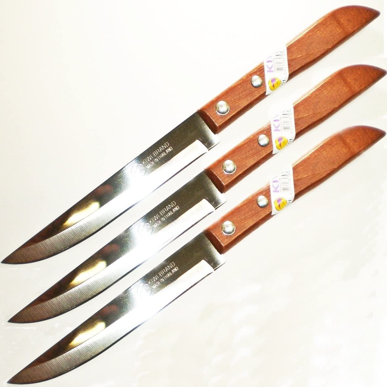 Set of 3 KIWI Stainless Steel Knives, wood handle # 501