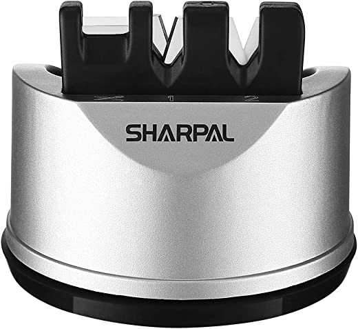 SHARPAL 191H Pocket Kitchen Chef Knife Scissors Sharpener for Straight & Serrated Knives, 3-Stage Knife Sharpening Tool Helps Repair and Restore…
