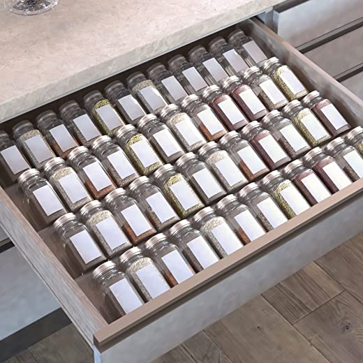 Spice Drawer Organizer, 4Tier Clear Acrylic Expandable From 13″ to 26″ Seasoning Jars Drawer Insert, Kitchen Drawer Spice Rack Tray for…