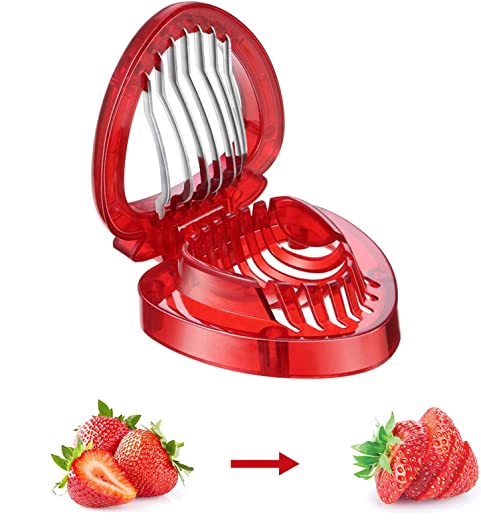 Strawberry Slicer Kitchen Gadget – Cute Strawberry Cutter Slicer with Stainless Steel Wires – Strawberry Kitchen Fruit Slicer for Kids – Strawberry…