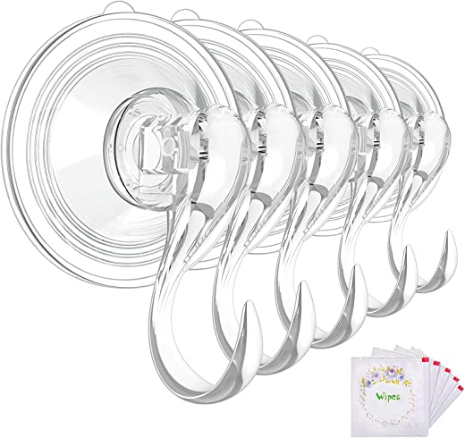 Suction Cup Hooks, VIS’V Large Clear Heavy Duty Vacuum Suction Hooks with Wipes Removable Strong Window Glass Door Kitchen Bathroom Shower Wall…