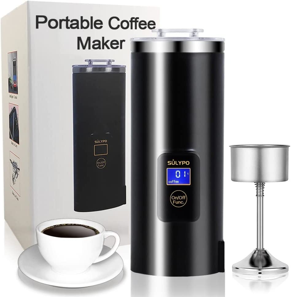 Sulypo Portable Coffee Maker 8 OZ,Mini Electric Percolator Coffee Pot for Single Serve as Espresso Machine with 304 Stainless Steel Electric Kettle…