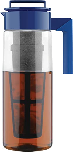 Takeya Iced Tea Maker with Patented Flash Chill Technology Made in USA, 2 Quart, Blueberry