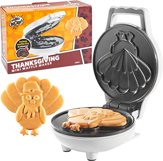 Thanksgiving Turkey Mini Waffle Maker – Make Holiday Breakfast Special for Kids & Adults w/ Cute Design, 4″ Waffler Iron Electric Nonstick…