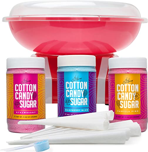 The Candery Cotton Candy Machine and Floss Bundle- Bright, Colorful Style- Sugar Free Candy, Sugar Floss, for Birthday Parties – Includes 3 Floss…
