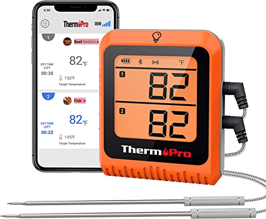 ThermoPro Wireless Meat Thermometer of 500FT, Bluetooth Meat Thermometer for Smoker Oven, Grill Thermometer with Dual Probes, Smart Rechargeable…