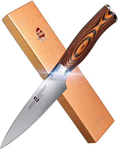 TUO Paring Knife – Peeling Knife – High Carbon German Stainless Steel – Rust Resistant Kitchen Cutlery – Luxurious Gift Box Included – 4 inch -…