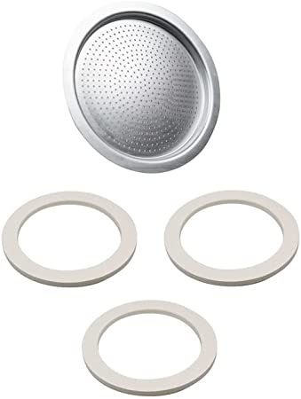 Univen 2.25″ (57mm) Espresso Filter and Gasket Seals Compatible with Bialetti 3 Cup Aluminum Espresso Makers