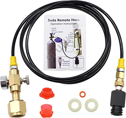 Upgrade CGA320 to TR21-4 Soda maker Co2 Tank Cylinder Direct Adapter with 60 inches High-Pressure Hose, Soda Maker direct Connector for Soda Club…