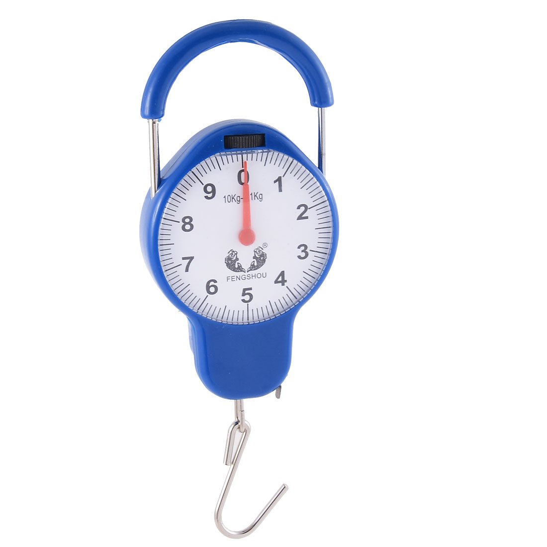 uxcell Plastic Portable Handled Hanging Hook Scale Weight Measure Tool Spring Balance 10kg Blue