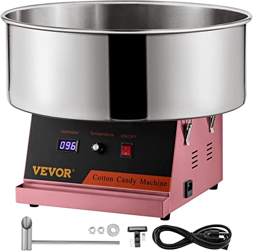 VEVOR Electric Cotton Candy Machine, 19.7-inch Cotton Candy Maker, 1050W Candy Floss Maker, Pink Commercial Cotton Candy Machine with Stainless…