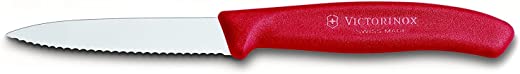 Victorinox 3.25 Inch Swiss Classic Paring Knife with Serrated Edge, Spear Point, Red