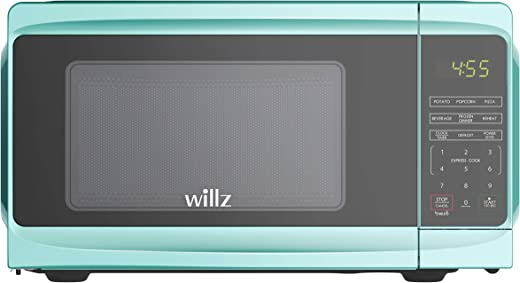 Willz Countertop Small Microwave Oven, 6 Preset Cooking Programs Interior Light LED Display 0.7 Cu.Ft 700W Green WLCMV807GN-07