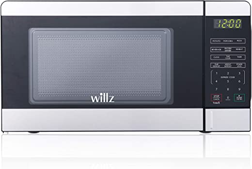 Willz WLCMV207S2-07 Countertop Small Microwave Oven with 6 Preset Cooking Programs Interior Light LED Display, 0.7 Cu.Ft, Stainless Steel