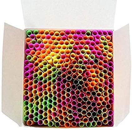 Wow Plastic Disposable Plastic Drinking Straws – 250 count (neon) (Neon).