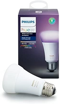 Philips Hue Single Premium A19 Smart Bulb, 16 million colors, for most lamps & overhead lights (Hue Hub Required, Works with