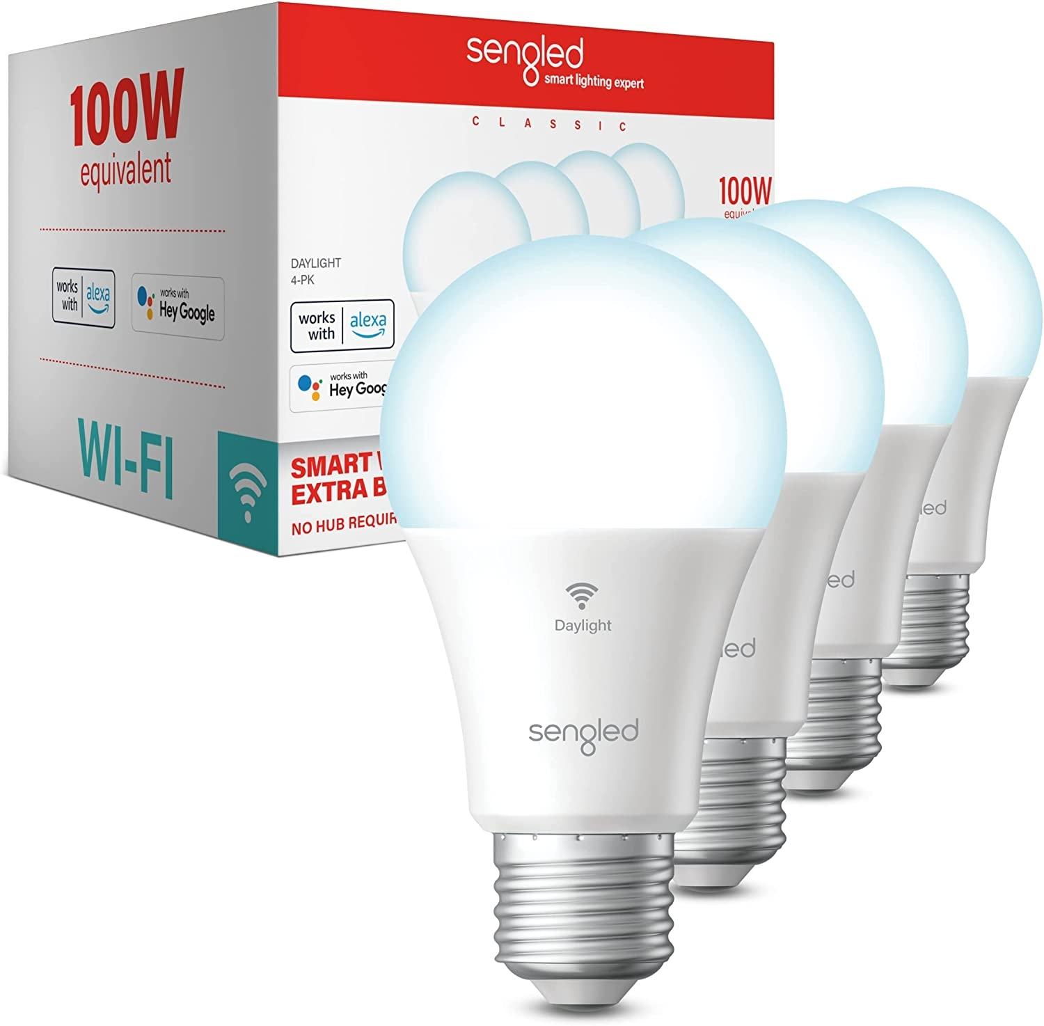 Sengled Alexa Light Bulb, WiFi Bulbs, Smart Bulbs, Smart Bulbs That Work with Alexa and Google Assistant, A19 Daylight (5000K)