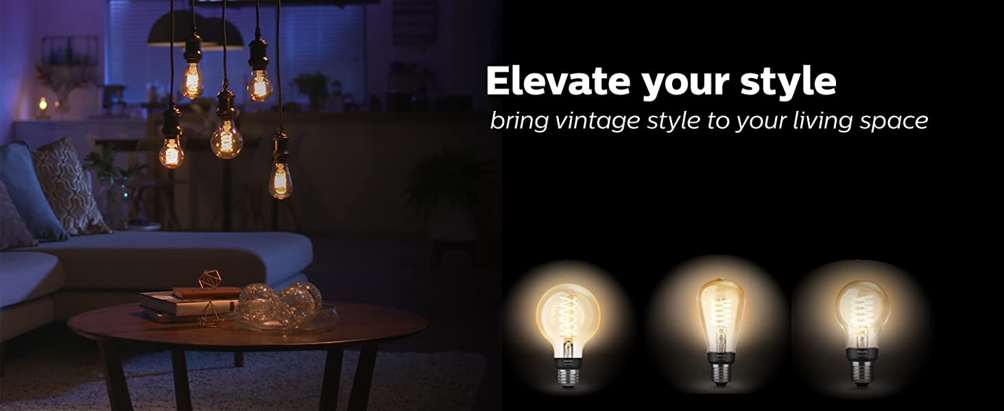 Philips; Hue; smart light; filament; LED; app control; dimming; Bluetooth; vintage