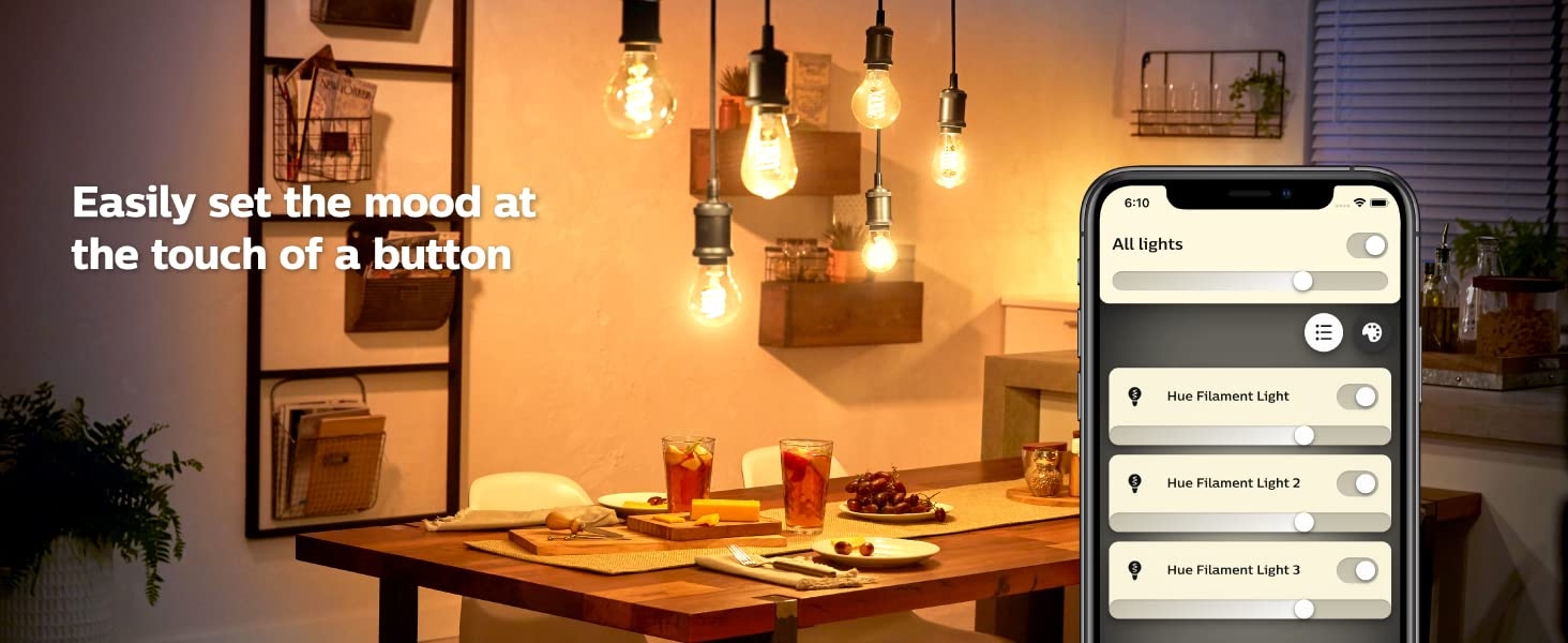 Philips; Hue; smart lighting; LED; dimmable; filament; vintage; app controlled; Bluetooth