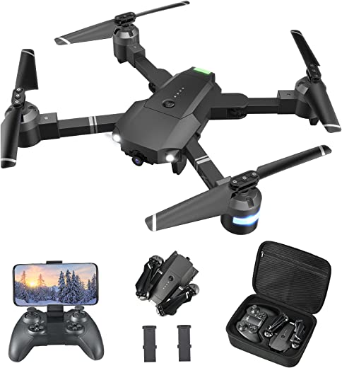 Drones with Camera for Adults – 1080P FPV Drones with Carrying Case, Long Distance Quadcopter Equipped w/2 batteries, One key Return/Emergency…