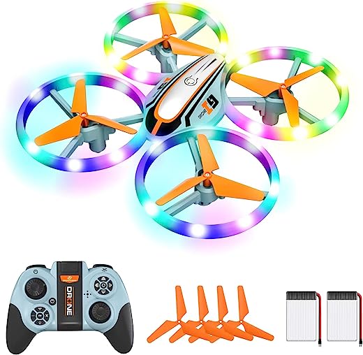 i9 Drone for Children, RC Quadrocopter with LED Light, Mini Drone with Altitude Hold, 3D Flip, Headless Mode for Beginners, 2 Batteries Long Flight…
