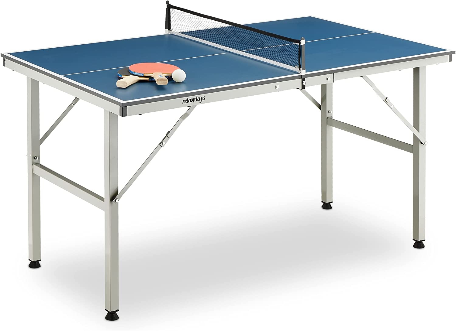 Relaxdays Indoor Table Tennis Table Separable H x W x D: 83 x 76 x 125 cm Fun & Exercise Table with Net Blue   Import  Single